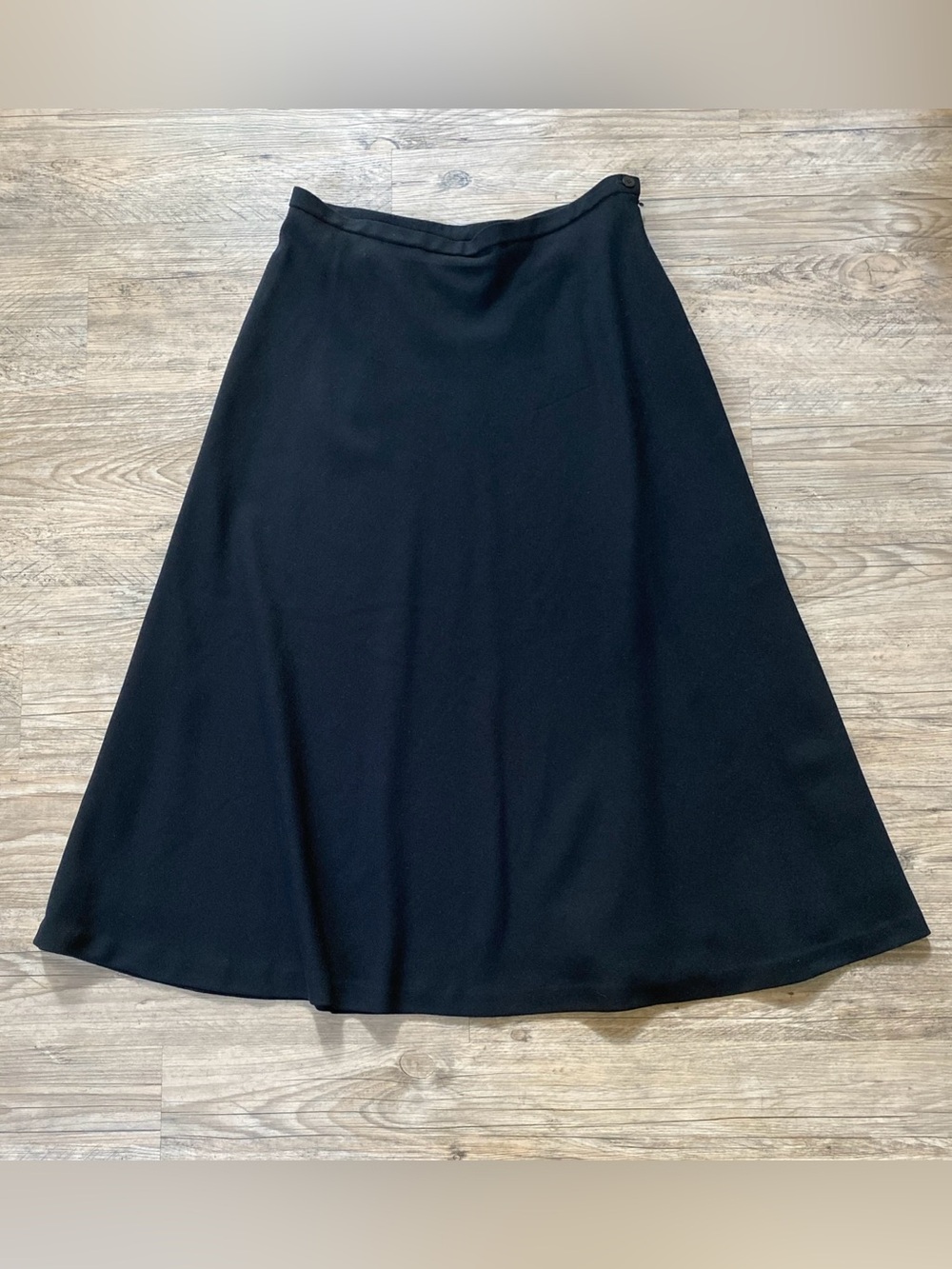 VTG Career Essentials Woolmark 100% Wool Maxi Skirt Black A-Line Size 18 90s